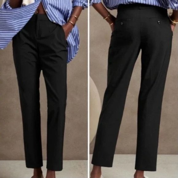 NWT Banana Republic Avery Black Straight Pants Size 2 - Picture 1 of 6
